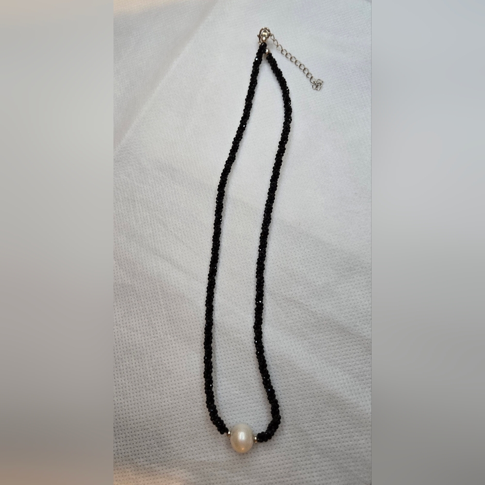 Black Spinel With Pearl Necklace